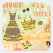 Summer Tropics Vierkante Sticker (Voorkant)