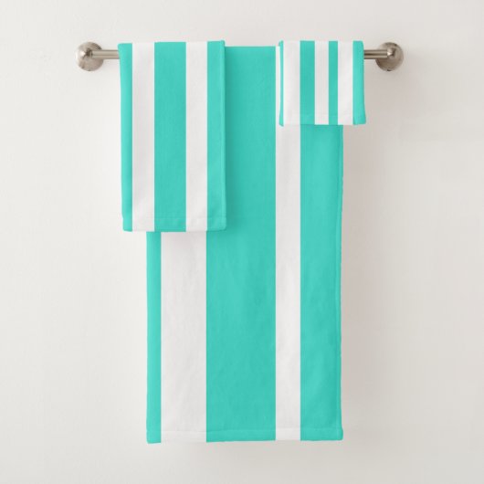 Summer Turquoise White Stripes Bad Handdoek (Insitu)