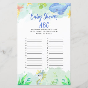 Summer Under the Zee Baby shower Game ABC