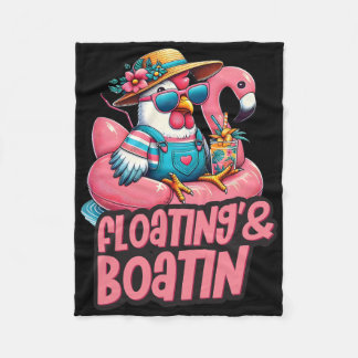 Summer Vacation Chicken Floating Boating Summer Vi Fleece Deken