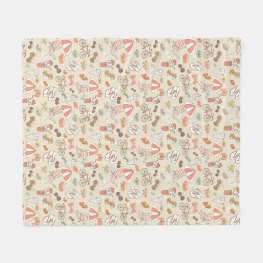 Summer Vacation Pattern Fleece Deken (Voorkant (Horizontaal))