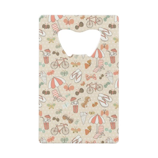Summer Vacation Pattern Kredietkaart Flessenopener (Voorkant)