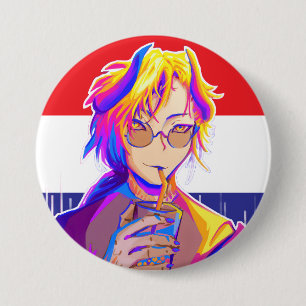 Summer vibe Koningsdag anime Ronde Button 7,6 Cm