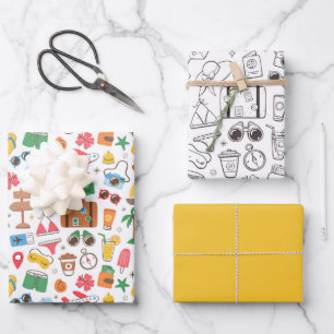 Summer Vibe Leuke Doodle Kleurrijke Zwart-Wit Inpakpapier Vel