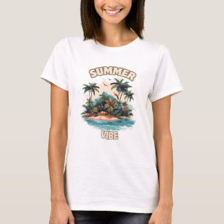 Summer Vibe Tropical Island Illustratie T-shirt