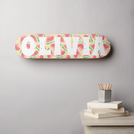 Summer Vibe Watermelon Custom Sweet Skateboard (Muurkunst (Horizontaal))