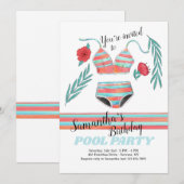 Summer Vibes Birthday Pool Party Kaart (Voorkant / Achterkant)