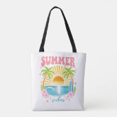 "Summer Vibes" Cheerful Boho Beach Palm Trees Draagtas (Achterkant)