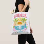 "Summer Vibes" Cheerful Boho Beach Palm Trees Draagtas (Dichtbij)