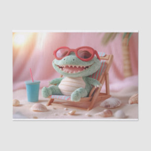 Summer Vibes: Chillin' Pluche krokodil op vakantie Tissuepapier