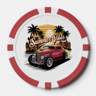Summer Vibes Classic Car Poker Chips