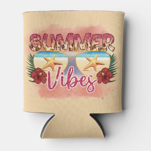 Summer Vibes | Coastal Beach Zonnebril Ontwerp Blikjeskoeler (Voorkant)
