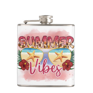 Summer Vibes Coastal Beach Zonnebril Ontwerp Heupfles