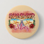 Summer Vibes | Coastal Beach Zonnebril Ontwerp Ronde Button 7,6 Cm (Voorkant)