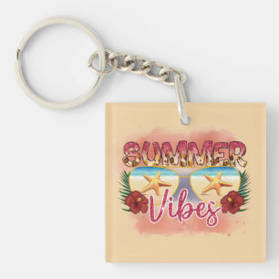 Summer Vibes   Coastal Beach Zonnebril Ontwerp Sleutelhanger