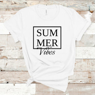 Summer Vibes Cool gezegde met zwarte tekst wit T-shirt