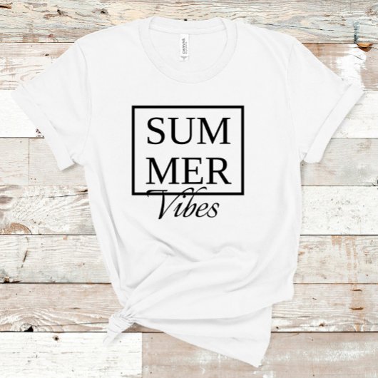 Summer Vibes Cool gezegde met zwarte tekst wit T-shirt