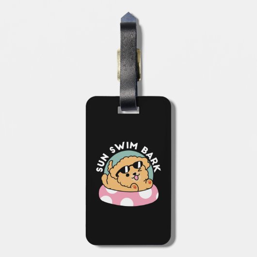 Summer Vibes Dog - Drijvende puppy met zonnebril Bagagelabel (Achterkant verticaal)