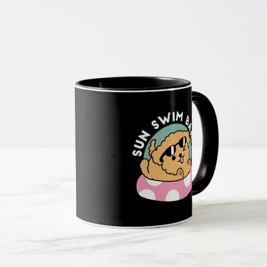 Summer Vibes Dog - Drijvende puppy met zonnebril Mok (Voorkant rechts)