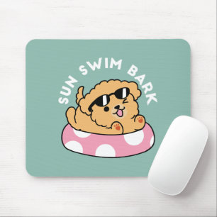 Summer Vibes Dog - Drijvende puppy met zonnebril Muismat