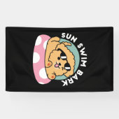 Summer Vibes Dog - Drijvende puppy met zonnebril Spandoek (Horizontaal)