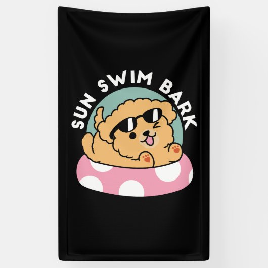 Summer Vibes Dog - Drijvende puppy met zonnebril Spandoek (Verticaal)