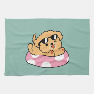 Summer Vibes Dog - Drijvende puppy met zonnebril Theedoek