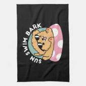 Summer Vibes Dog - Drijvende puppy met zonnebril Theedoek (Verticaal)