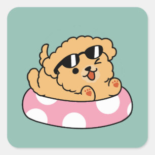Summer Vibes Dog - Drijvende puppy met zonnebril Vierkante Sticker