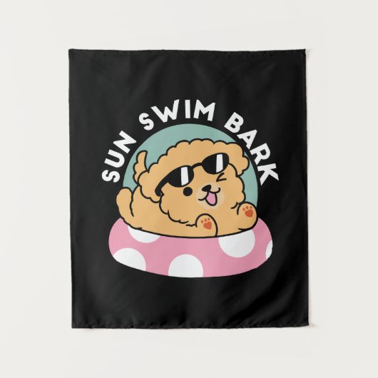 Summer Vibes Dog - Drijvende puppy met zonnebril Wandkleed (Voorkant)