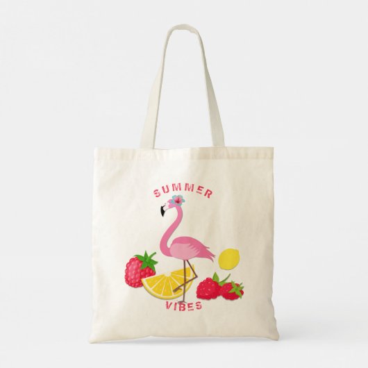 Summer Vibes Flamingo Raspberry Lemon Tote Bag (Achterkant)