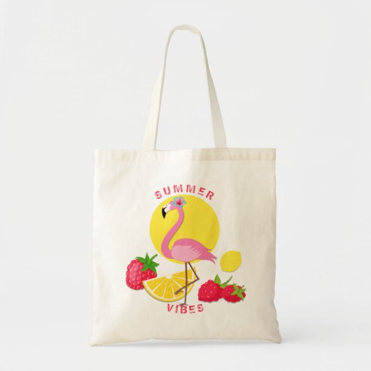 Summer Vibes Flamingo Raspberry Lemon Tote Bag (Voorkant)