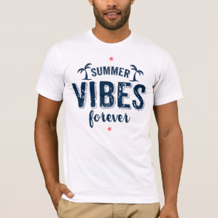 Summer Vibes for ever Navy Blue Text T-shirt