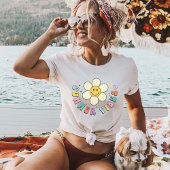 Summer Vibes, glimlachend Daisy Retro  Boho T-shirt