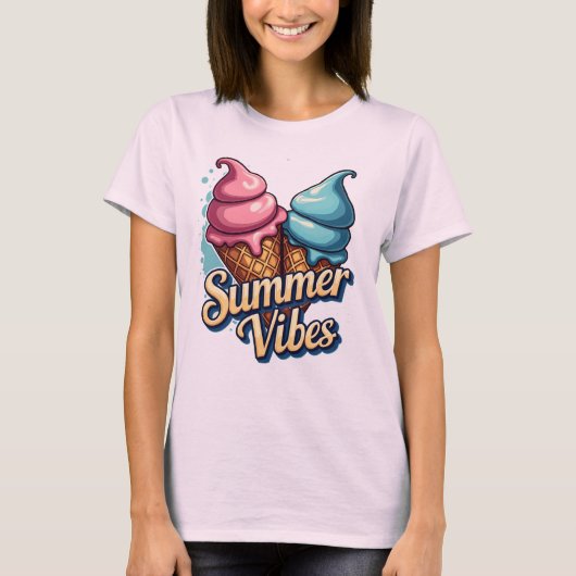 Summer Vibes Ice Cream Graphic T-shirt (Voorkant)