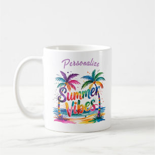 Summer Vibes Kleurrijke Palmbomen Ocean Personaliz Koffiemok