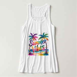 Summer Vibes Kleurrijke Palmbomen Ocean Personaliz Tanktop