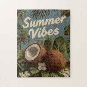 "Summer Vibes" met kokosnoten en tropisch geblader Legpuzzel