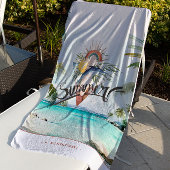 Summer Vibes | Monogram Boho Retro Summer Surf Strandlaken