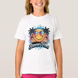 Summer Vibes Neon Smiley Face Kleurrijke Trendy T-shirt