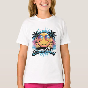 Summer Vibes Neon Smiley Face Kleurrijke Trendy T-shirt