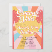 Summer Vibes Palm Anniversaire Invitation (Devant)