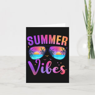 Summer Vibes Palm Sungles 70s Beach Life Retro Sum Kaart
