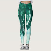 Summer Vibes Palm Tree Cactus Bleek Green Leggings (Voorkant)