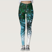 Summer Vibes Palm Tree Cactus Bleek Green Leggings (Voorkant)