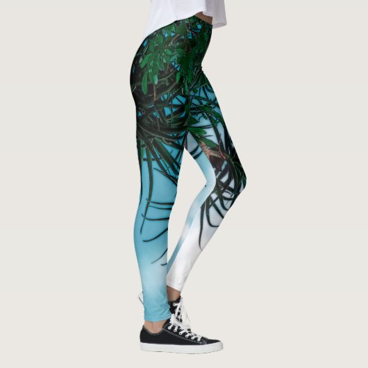 Summer Vibes Palm Tree Cactus Bleek Green Leggings (Rechts)