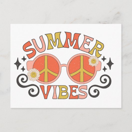 Summer Vibes Peace - zonnebril Briefkaart (Voorkant)