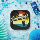 Summer Vibes Retro Silhouette Papieren Bordje (Feest)