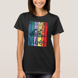 Summer Vibes Retro Sunset Ocean Wave Beach T-shirt