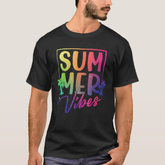 Summer Vibes Retro Tropische Zonsondergang Palmbom T-shirt